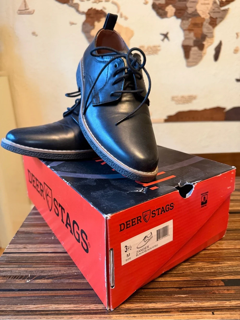 Deer Stags Boy’s Black Lace-Up Oxford Shoes